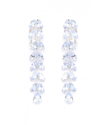 Oorclips met sprankelende bladeren van helder glas steentjes