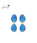 Oorbellen met dubbele blauwe cat eye steen