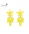 Oorbellen geel met bladvormige steeentjes