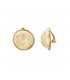 Oorclips met ronde creme terrazzo steen goudkleurige rand
