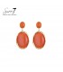Oorbellen met ovale rode cat eye steen en goudkleurige afwerking.