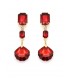 Oorclips met rode kristalstenen en schelpvormige hanger