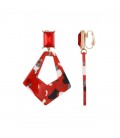 Oorclips met een rood steentje en een kleuren mix als hanger