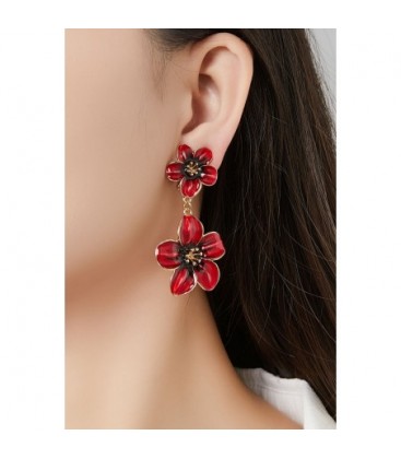 Oorclips blauw luxe stijl met twee bloemen