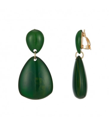 Groene oorclips met een motief in de hanger