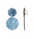 Oorclips blauw met een gemarmerd en grote ronde hanger
