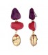 Oorclips met paarse en roze kralen en goudkleurig detail