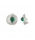 Oorclips met groen steentje en zilverkleurig rand