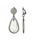 Oorclips antraciet met ivoorkleurige ovale hanger in open druppelvorm