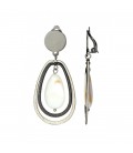 Oorclips zilverkleurig met schelpkleurige druppelhanger