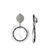 Oorclips met dubbele cirkels en een wit parelmoer hanger