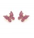Oorclips in vlindervorm met fonkelende fuchsia kristallen
