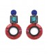 Oorclips Blauw ,groen, en een rode cirkel