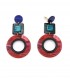 Oorclips Blauw ,groen, en een rode cirkel