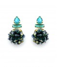 Oorclips met turquoise kristallen en glanzende pailletten
