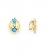 Oorclips goudkleurig met turquoise stenen en kristal steentje
