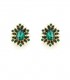 Oorclips met groene druppelsteen en strass steentjes rondom