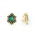 Oorclips met groene druppelsteen en strass steentjes rondom