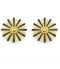 Oorclips met zwart en goudkleurig bloemdesign.