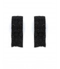 Oorclips met zwarte strass steentjes en rechthoekige vorm