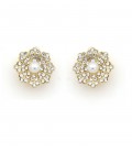 Oorclips goudkleurig met acryl parel en fonkelende strass steentjes