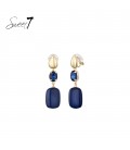 Oorclips Blauw met Goudkleurige knop en strass steentje