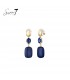 Oorclips Blauw met Goudkleurige knop en strass steentje